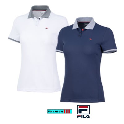 Fila Dames Tennispolo Emma Wit-Marine