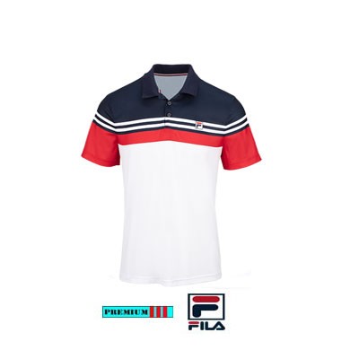 Fila Heren Tennispolo Paul Wit/Marine/Rood FBM23101