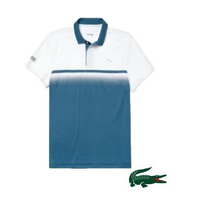 Lacoste Polo DryFit DH3448-6XA Wit/Blauw Aanbieding Uitverkocht