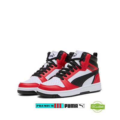 Puma Rebound V6 Mid Junior 393831-003 Wit/Rood